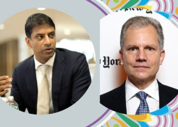Vas Narasimhan and Arthur Sulzberger Jr